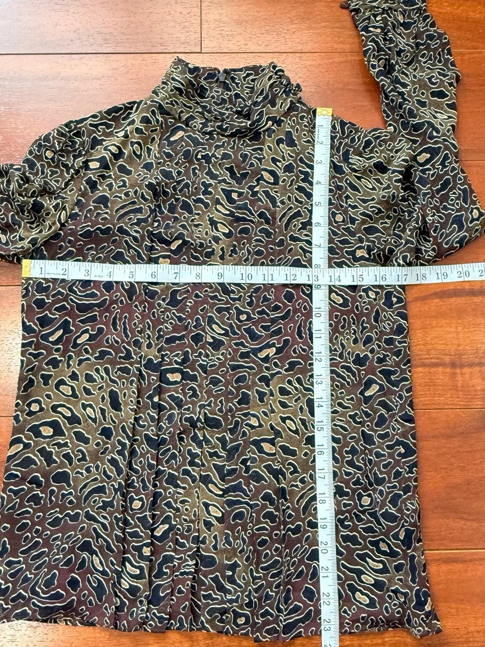 Tory Burch Brown, Black & Tan Animal-Print Mock Neck Long Sleeve Top